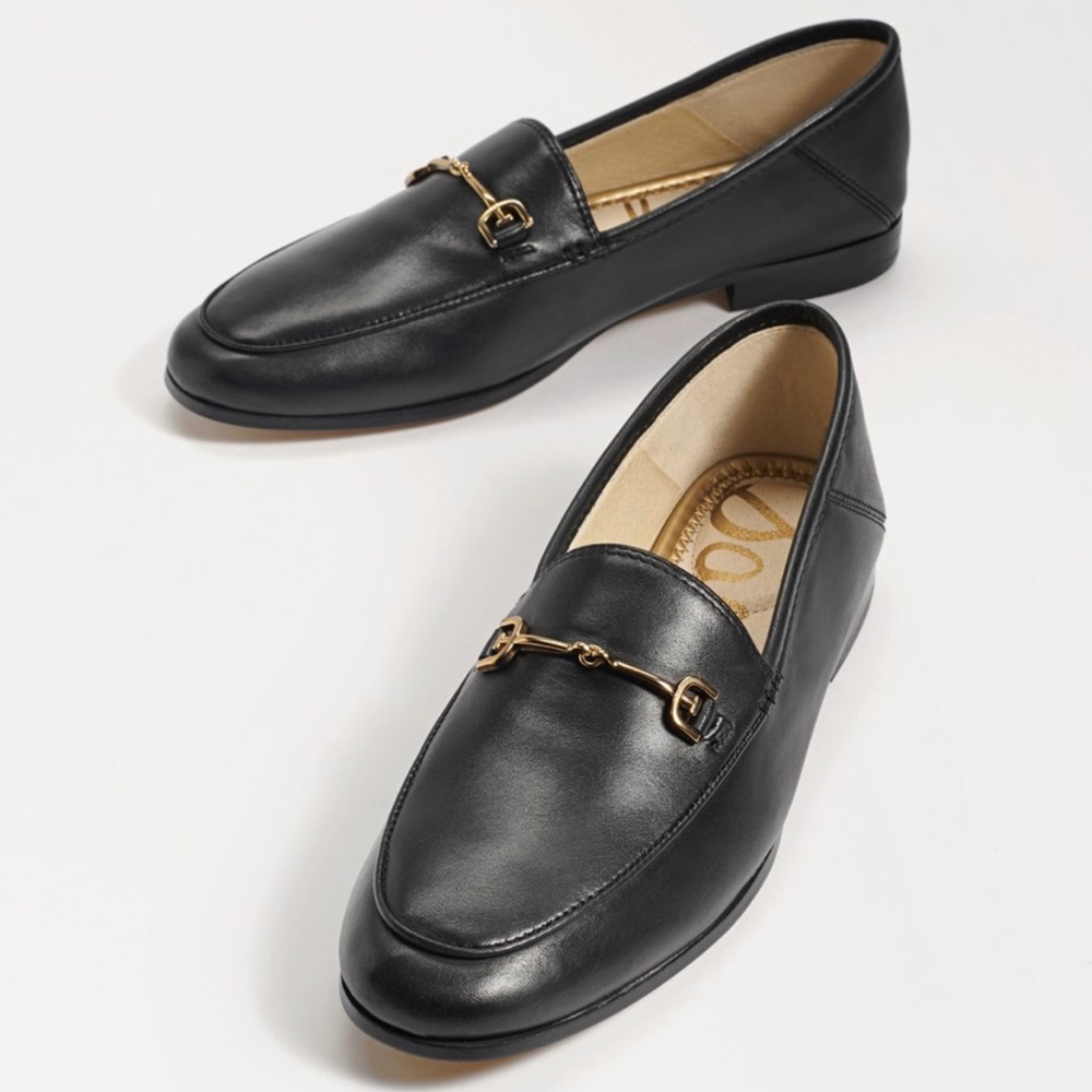 Sam Edelman Loraine Horse Bit Gold Black Leather Loafers size 8